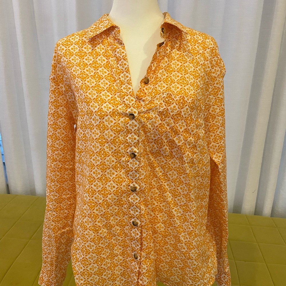 Mauve Button Down Shirt - Orange Pattern